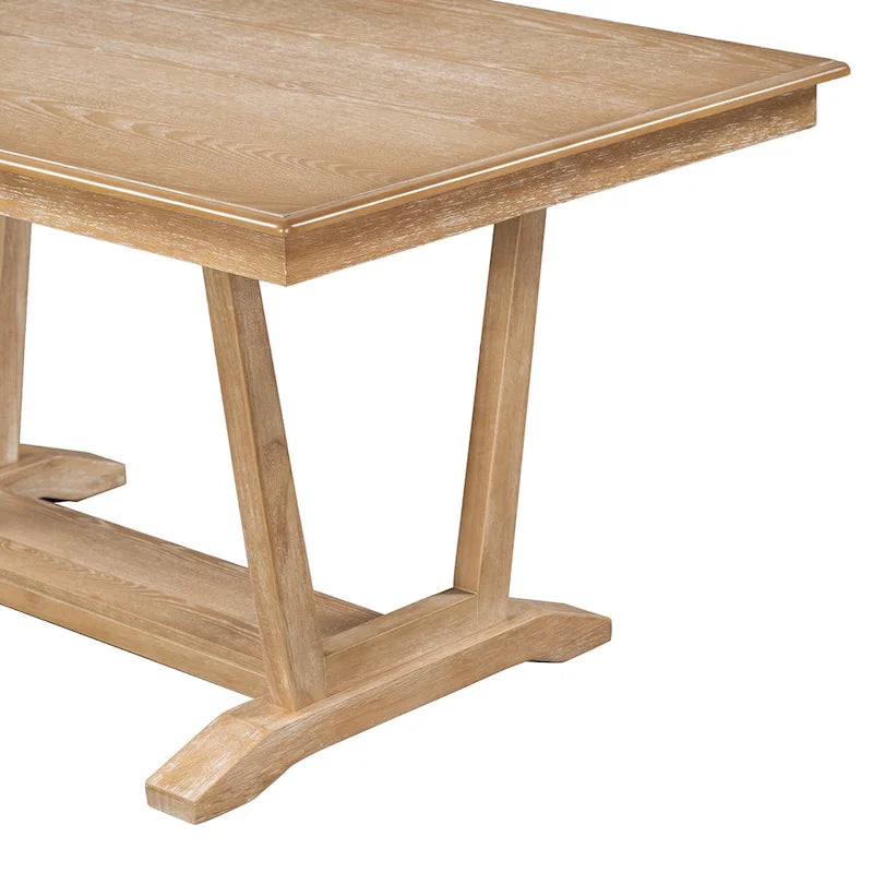 Juego de comedor de madera maciza de 5 piezas de nogal/natural, capacidad para 4 a 6 personas