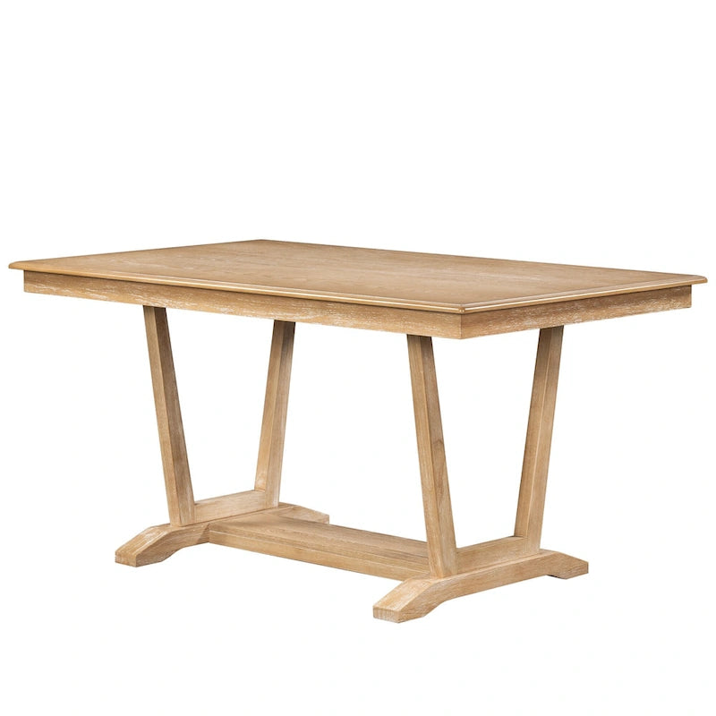 Juego de comedor de madera maciza de 5 piezas de nogal/natural, capacidad para 4 a 6 personas