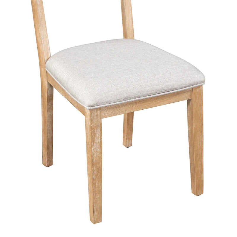 Juego de comedor de madera maciza de 5 piezas de nogal/natural, capacidad para 4 a 6 personas