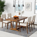 Juego de comedor de madera maciza de 5 piezas de nogal/natural, capacidad para 4 a 6 personas