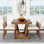 Juego de comedor de madera maciza de 5 piezas de nogal/natural, capacidad para 4 a 6 personas