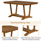 Juego de comedor de madera maciza de 5 piezas de nogal/natural, capacidad para 4 a 6 personas