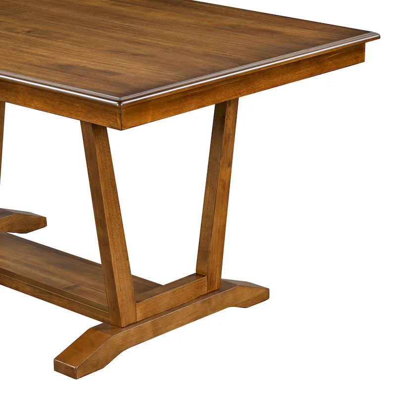 Juego de comedor de madera maciza de 5 piezas de nogal/natural, capacidad para 4 a 6 personas