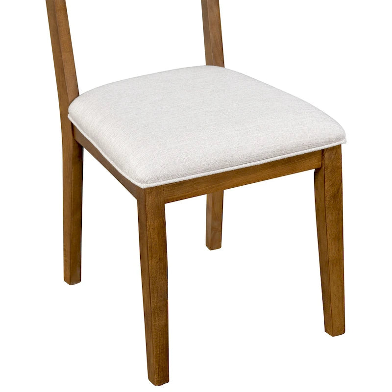 Juego de comedor de madera maciza de 5 piezas de nogal/natural, capacidad para 4 a 6 personas