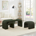 Banco otomano Teddy en forma de U verde oscuro, juego de 3, hasta 4 personas