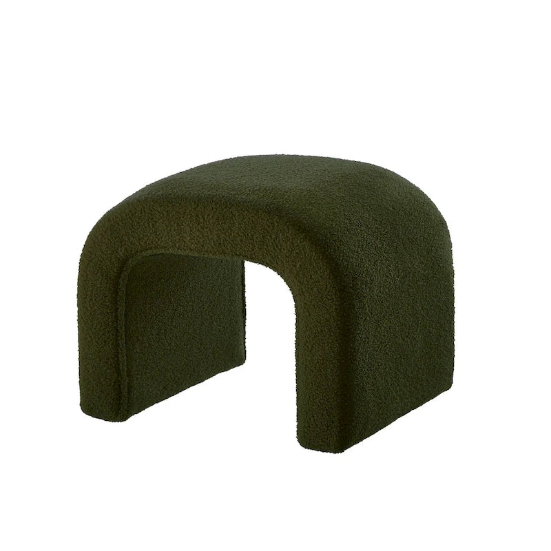 Banco otomano Teddy en forma de U verde oscuro, juego de 3, hasta 4 personas