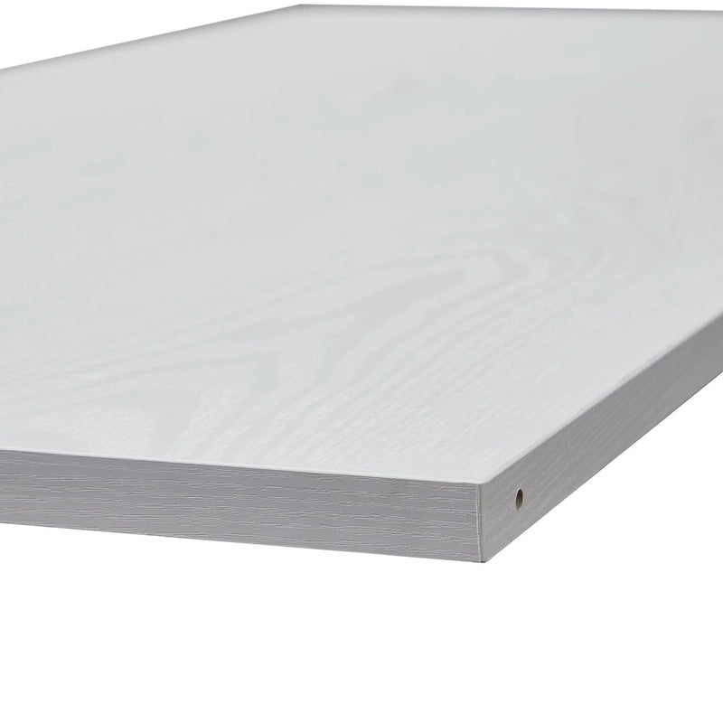 Escritorio eléctrico de pie blanco con cajón y panel trasero, altura ajustable, 140 cm, 1 persona