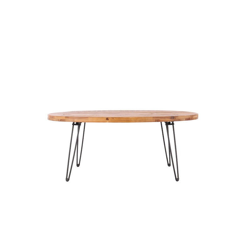 Mesa de centro ovalada de madera natural recuperada y plegable - 24.00 x 44.00 x 18.00