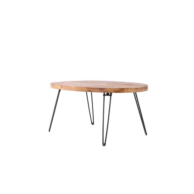 Mesa de centro ovalada de madera natural recuperada y plegable - 24.00 x 44.00 x 18.00