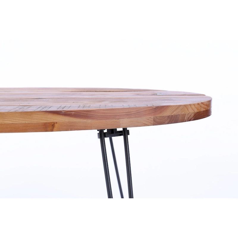 Mesa de centro ovalada de madera natural recuperada y plegable - 24.00 x 44.00 x 18.00