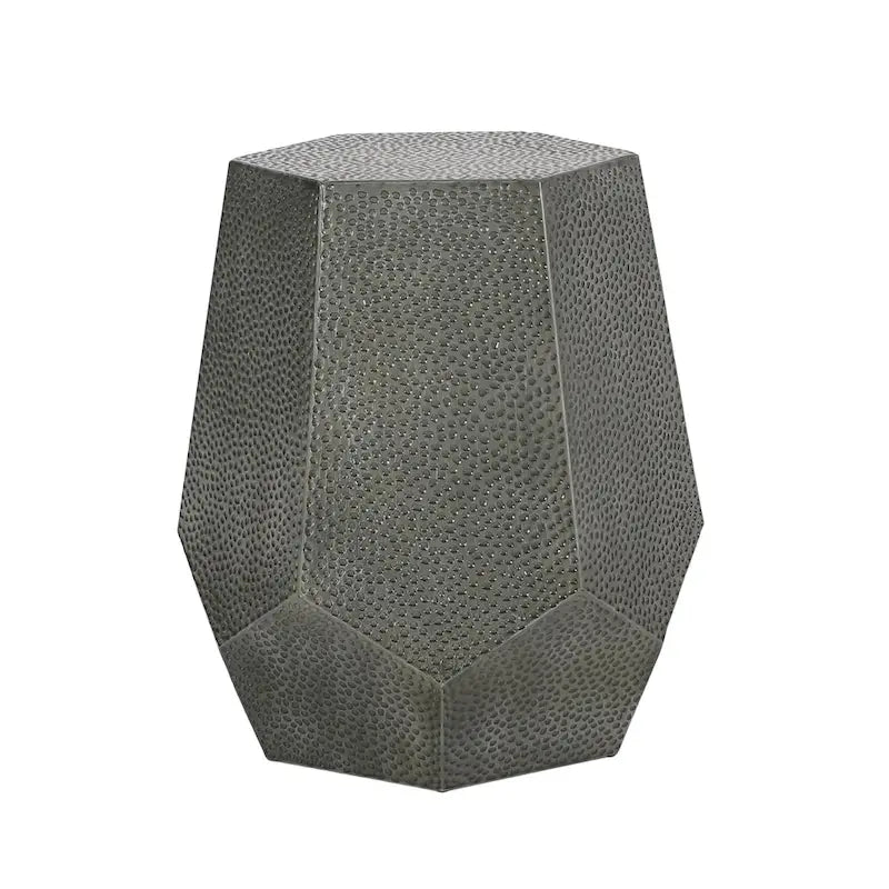Mesa auxiliar geométrica de hierro martillado en oro/plata/bronce antiguo cepillado, 1 pieza