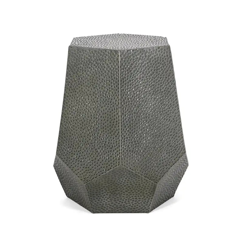 Mesa auxiliar geométrica de hierro martillado en oro/plata/bronce antiguo cepillado, 1 pieza