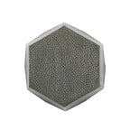 Mesa auxiliar geométrica de hierro martillado en oro/plata/bronce antiguo cepillado, 1 pieza
