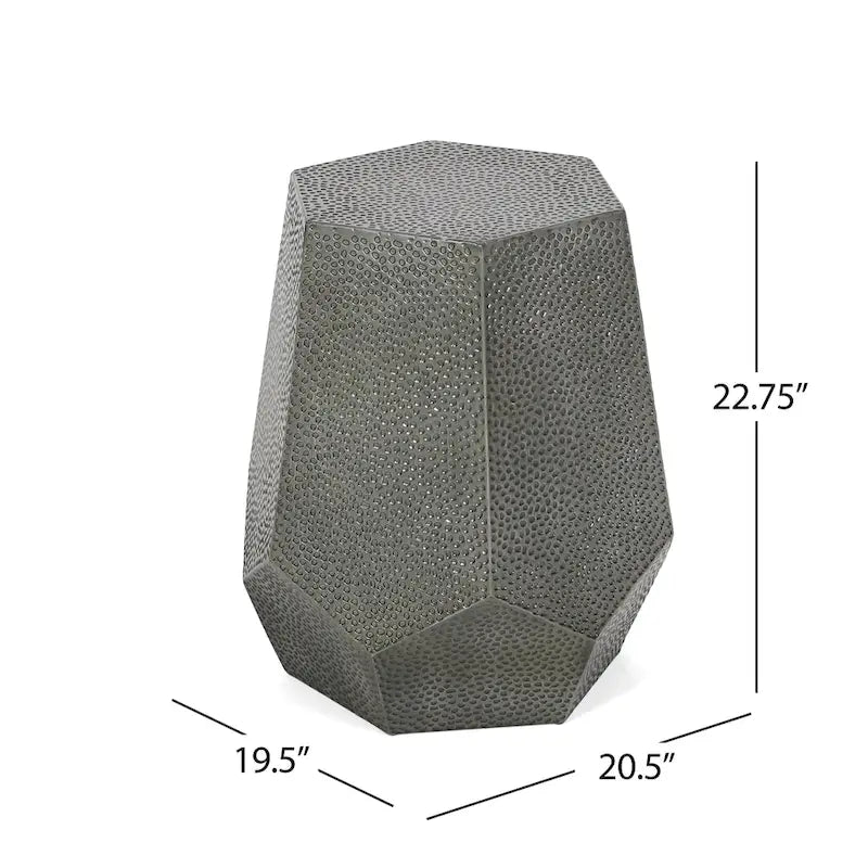 Mesa auxiliar geométrica de hierro martillado en oro/plata/bronce antiguo cepillado, 1 pieza