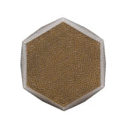 Mesa auxiliar geométrica de hierro martillado en oro/plata/bronce antiguo cepillado, 1 pieza
