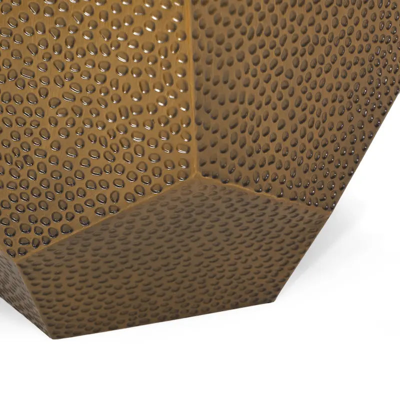 Mesa auxiliar geométrica de hierro martillado en oro/plata/bronce antiguo cepillado, 1 pieza