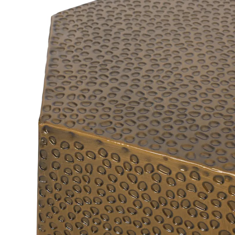 Mesa auxiliar geométrica de hierro martillado en oro/plata/bronce antiguo cepillado, 1 pieza