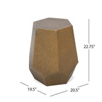 Mesa auxiliar geométrica de hierro martillado en oro/plata/bronce antiguo cepillado, 1 pieza