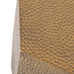 Mesa auxiliar geométrica de hierro martillado en oro/plata/bronce antiguo cepillado, 1 pieza