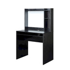 Escritorio de estudiante con tablón de anuncios magnético y estantes – Negro / Blanco / Barnwood, Individual
