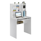 Escritorio de estudiante con tablón de anuncios magnético y estantes – Negro / Blanco / Barnwood, Individual