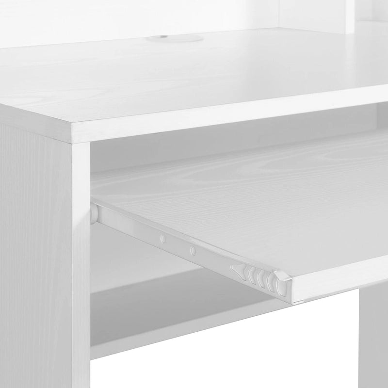 Escritorio de estudiante con tablón de anuncios magnético y estantes – Negro / Blanco / Barnwood, Individual