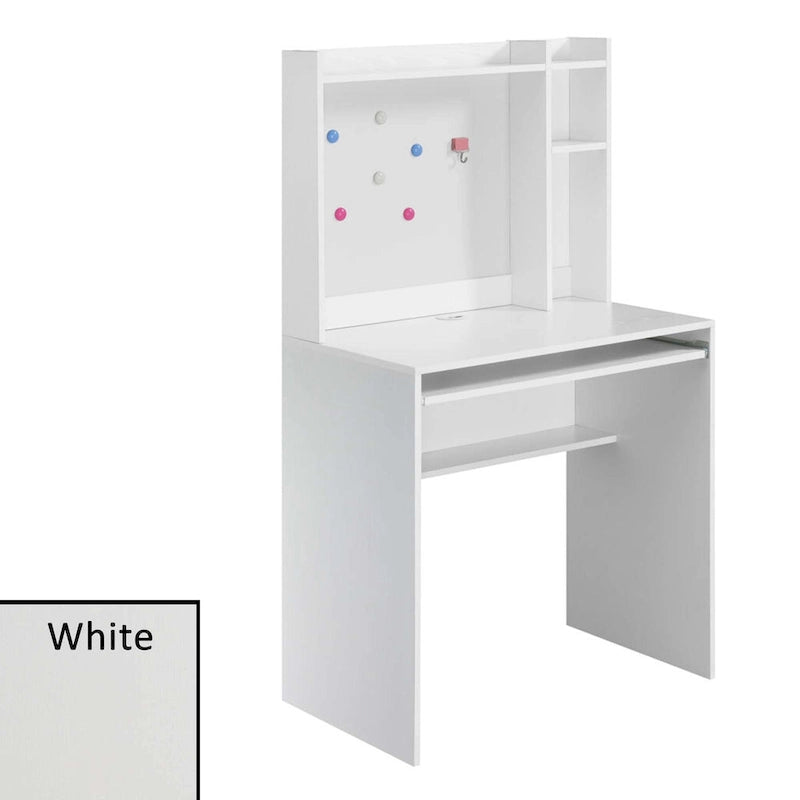 Escritorio de estudiante con tablón de anuncios magnético y estantes – Negro / Blanco / Barnwood, Individual