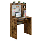 Escritorio de estudiante con tablón de anuncios magnético y estantes – Negro / Blanco / Barnwood, Individual