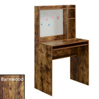 Escritorio de estudiante con tablón de anuncios magnético y estantes – Negro / Blanco / Barnwood, Individual
