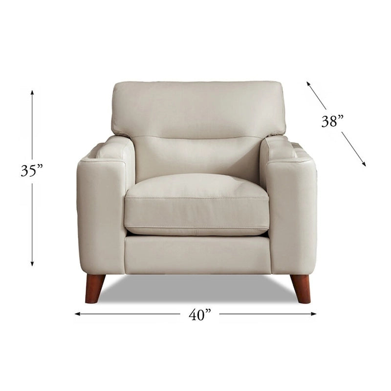 Sillón de cuero decorativo – Acero / Blanco Vainilla / Negro Charles / Gris Plateado | Asiento Individual