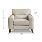 Sillón de cuero decorativo – Acero / Blanco Vainilla / Negro Charles / Gris Plateado | Asiento Individual