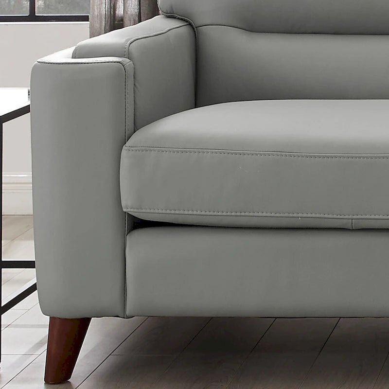 Sillón de cuero decorativo – Acero / Blanco Vainilla / Negro Charles / Gris Plateado | Asiento Individual