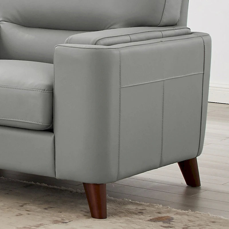 Sillón de cuero decorativo – Acero / Blanco Vainilla / Negro Charles / Gris Plateado | Asiento Individual