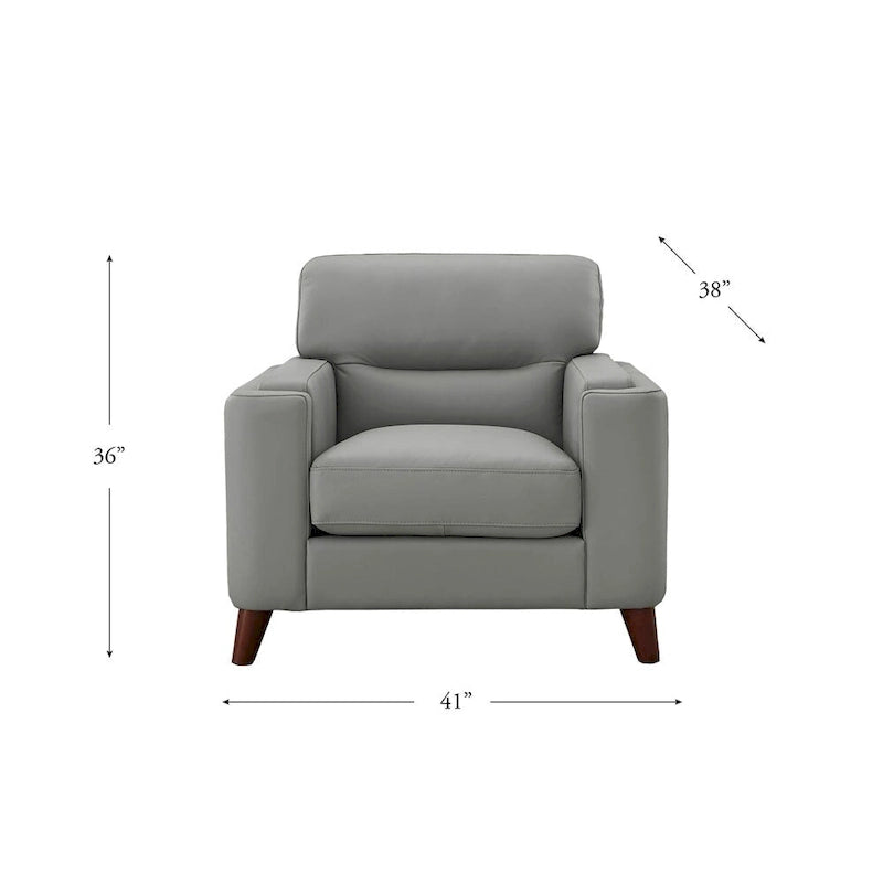 Sillón de cuero decorativo – Acero / Blanco Vainilla / Negro Charles / Gris Plateado | Asiento Individual