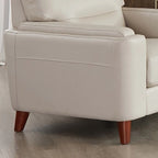 Sillón de cuero decorativo – Acero / Blanco Vainilla / Negro Charles / Gris Plateado | Asiento Individual
