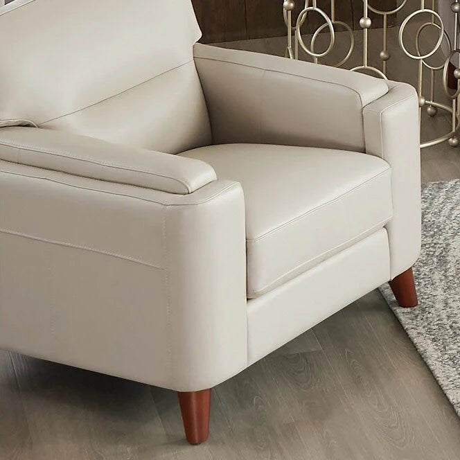 Sillón de cuero decorativo – Acero / Blanco Vainilla / Negro Charles / Gris Plateado | Asiento Individual