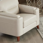 Sillón de cuero decorativo – Acero / Blanco Vainilla / Negro Charles / Gris Plateado | Asiento Individual