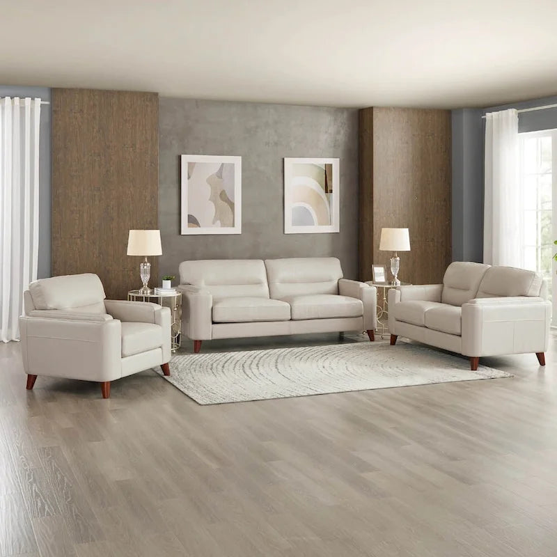 Sillón de cuero decorativo – Acero / Blanco Vainilla / Negro Charles / Gris Plateado | Asiento Individual