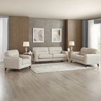 Sillón de cuero decorativo – Acero / Blanco Vainilla / Negro Charles / Gris Plateado | Asiento Individual