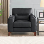 Sillón de cuero decorativo – Acero / Blanco Vainilla / Negro Charles / Gris Plateado | Asiento Individual