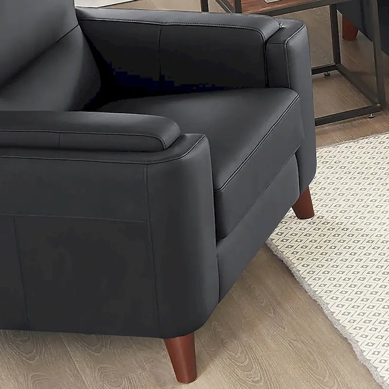 Sillón de cuero decorativo – Acero / Blanco Vainilla / Negro Charles / Gris Plateado | Asiento Individual