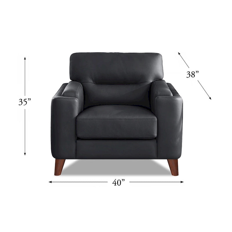 Sillón de cuero decorativo – Acero / Blanco Vainilla / Negro Charles / Gris Plateado | Asiento Individual