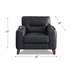 Sillón de cuero decorativo – Acero / Blanco Vainilla / Negro Charles / Gris Plateado | Asiento Individual