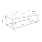 Mesa de centro contemporánea de 47" con 1 estante – Blanco / Roble rústico / Amarillo