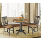 Juego de comedor redondo extensible de nogal americano/carbón lavado y roble envejecido para 2-4 personas