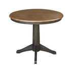 Juego de comedor redondo extensible de nogal americano/carbón lavado y roble envejecido para 2-4 personas
