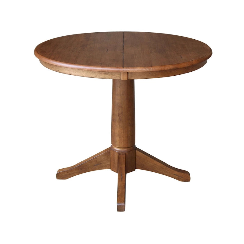 Juego de comedor redondo extensible de nogal americano/carbón lavado y roble envejecido para 2-4 personas
