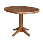 Juego de comedor redondo extensible de nogal americano/carbón lavado y roble envejecido para 2-4 personas