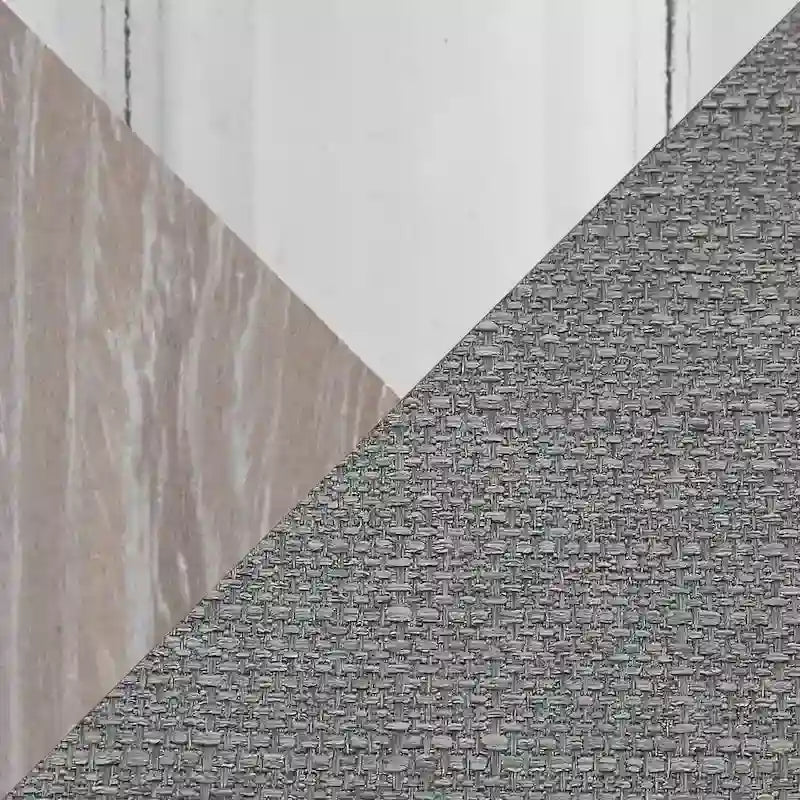 Taburete de mostrador giratorio con respaldo en forma de X, tela crema/gris y madera gris claro, juego de 2