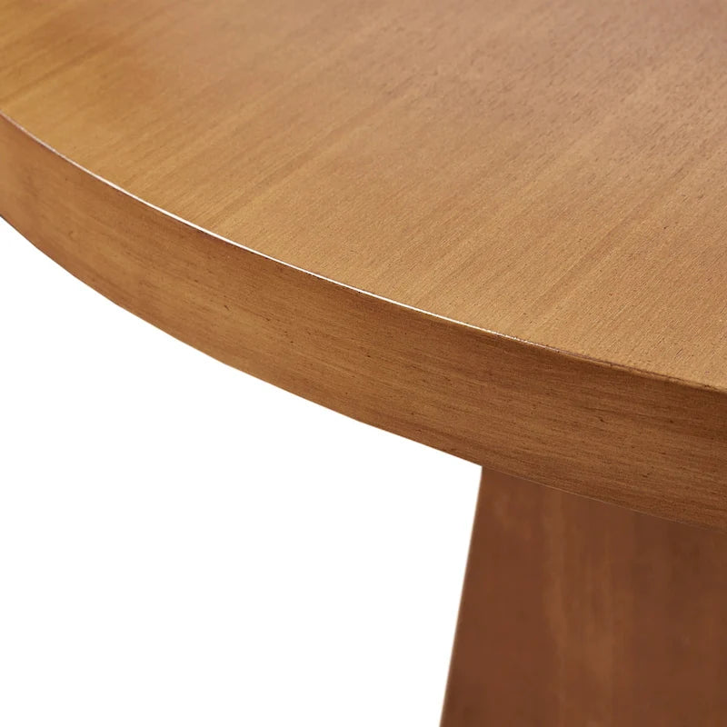 Mesa de comedor redonda de pacana, base en X abierta, para 4 personas